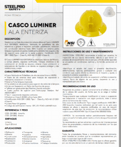 Casco Luminer Ala Enteriza O Tipo Safary - Steelpro - Imagen 4