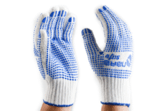 Guantes Polyester Pvc Blanco Con Puntos Azules Narasafe