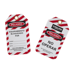 Tarjeta Plástica De Bloqueo Con Brida Y Ojal Metalico Steelpro